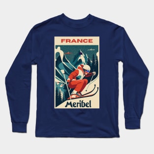 A Vintage Travel Art of Meribel - France Long Sleeve T-Shirt